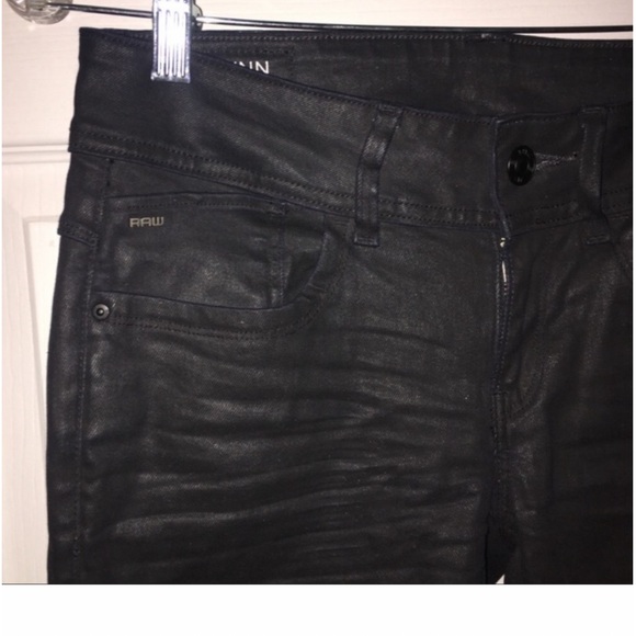 Black G-Star Raw 'Lynn' Jeans with a slight glossy finish. - Picture 2 of 8
